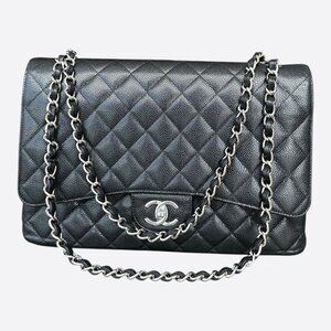 Chanel Black Caviar Maxi Double Flap Bag